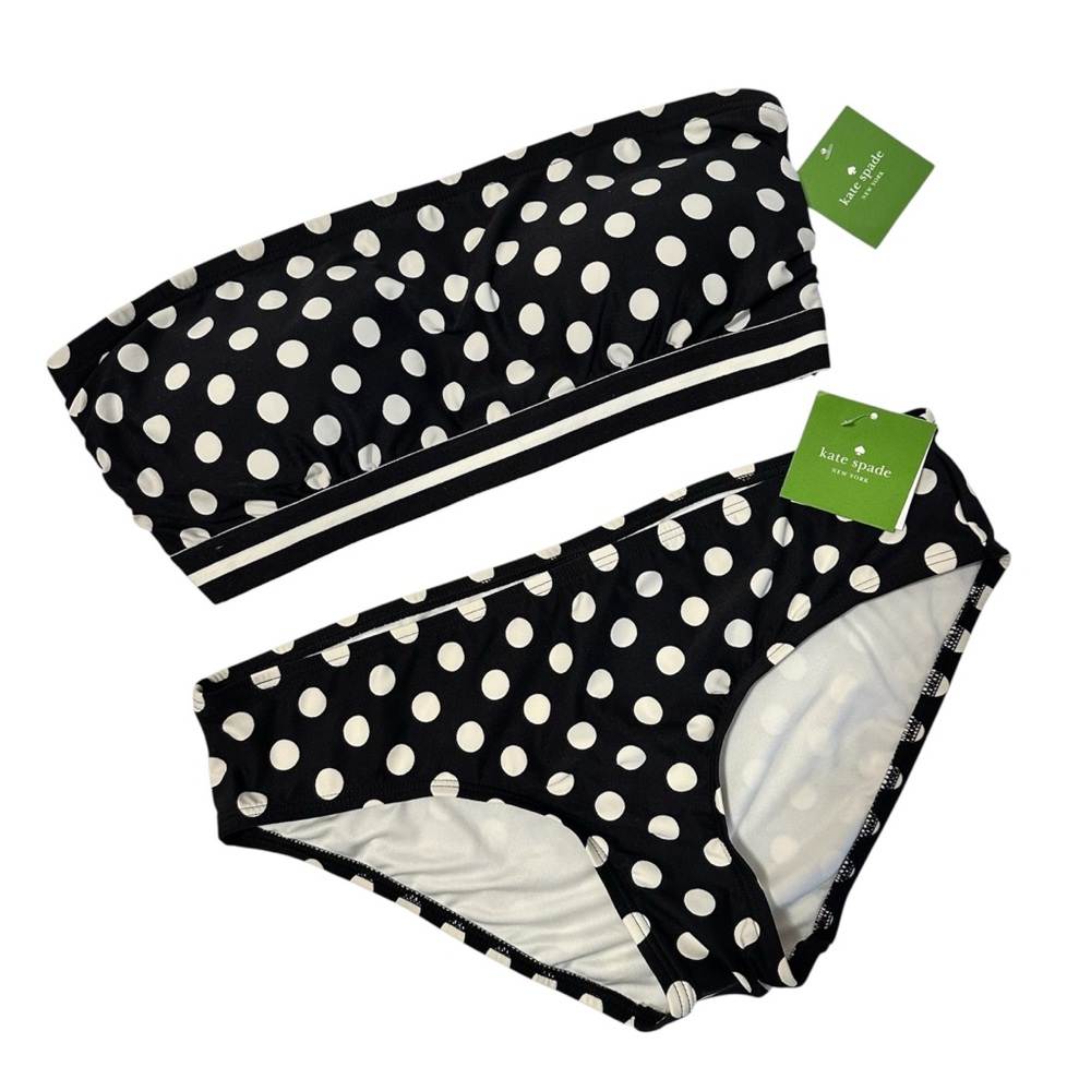Kate Spade NWT Black and White Polka Dot Swimwear SZ L